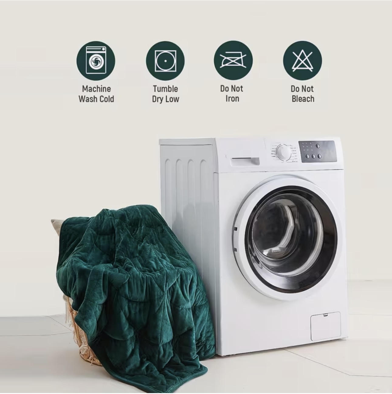 Emerald green weighted lap blanket — machine washable pressure therapy
