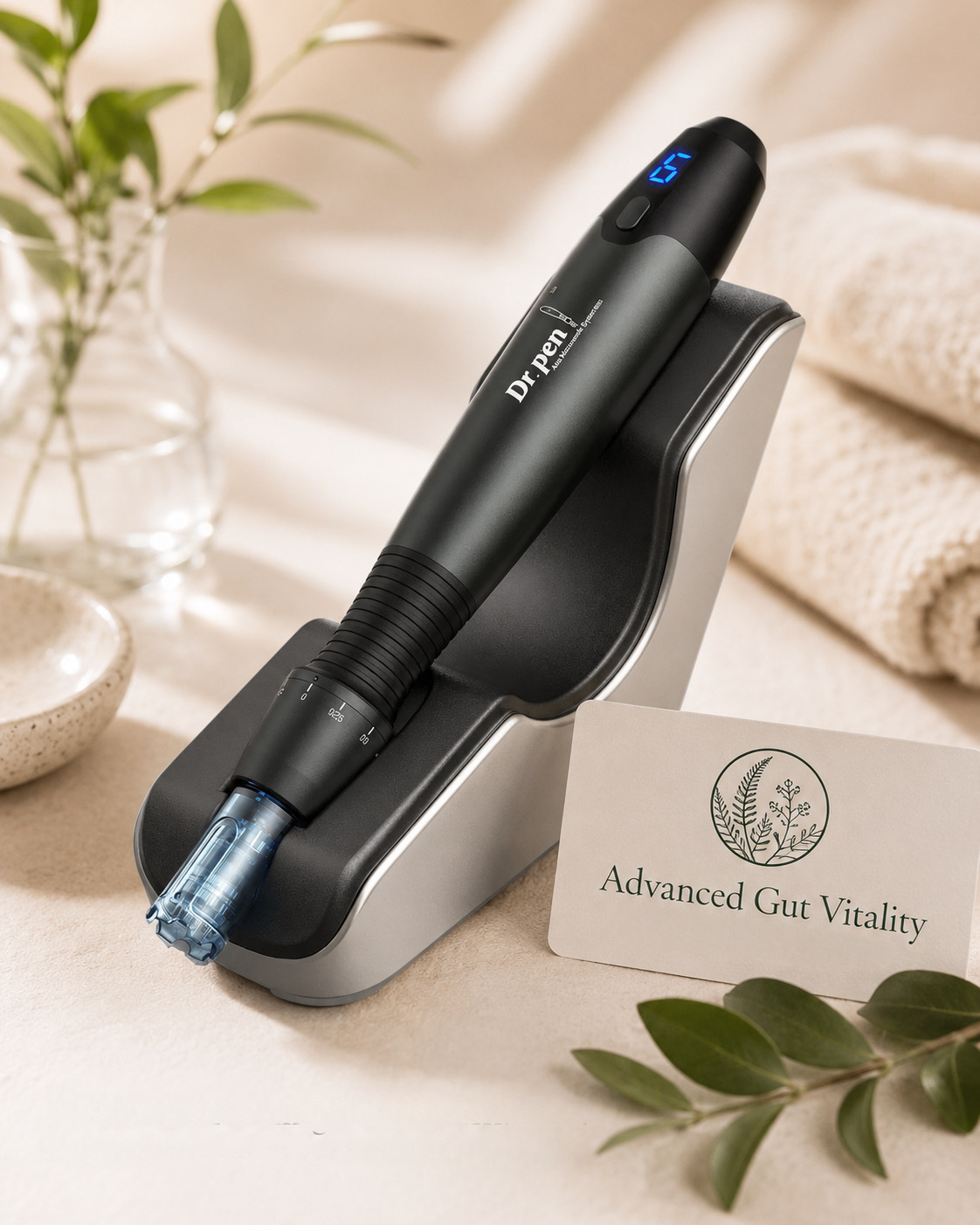 Dr. Pen professional microneedling device at Advanced Gut Vitality
